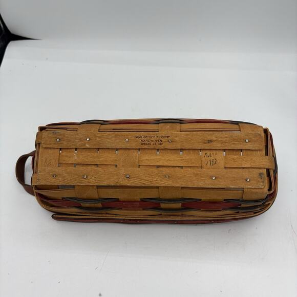 Longaberger Bread Cracker Basket 11.5”x 5”x2.75"‎ Brown Red Green 1993 Vintage - Picture 8 of 10